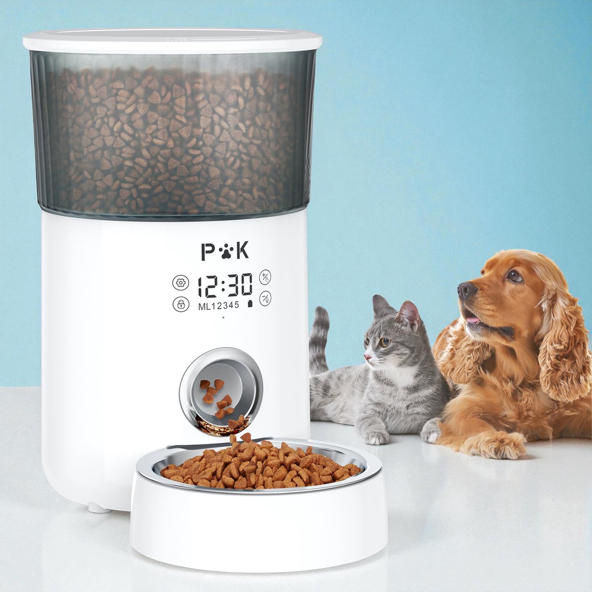 Balimo Automatische Voerbak - Voedingsschema - 4L - Met Voice Recorder - Voerautomaat Dispenser - Met LCD Timer - Eetbak voor Katten & Honden - Wit - Balimo - €42,98