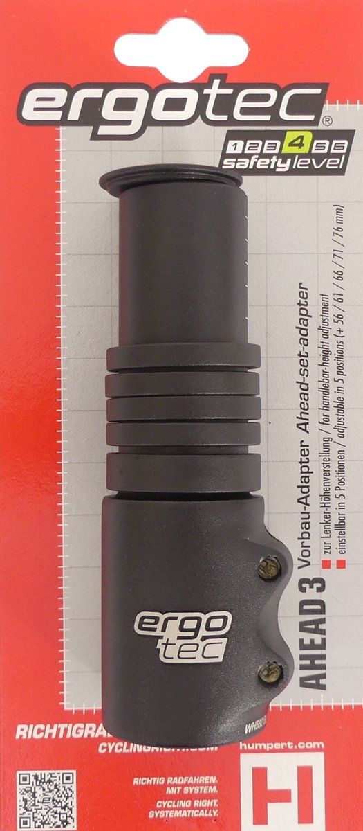Ergotec Hoogte Adapter Ahead 2 28.6 / 120 / 28.6 Mm Mat Zwart van Ergotec — afbeelding 3