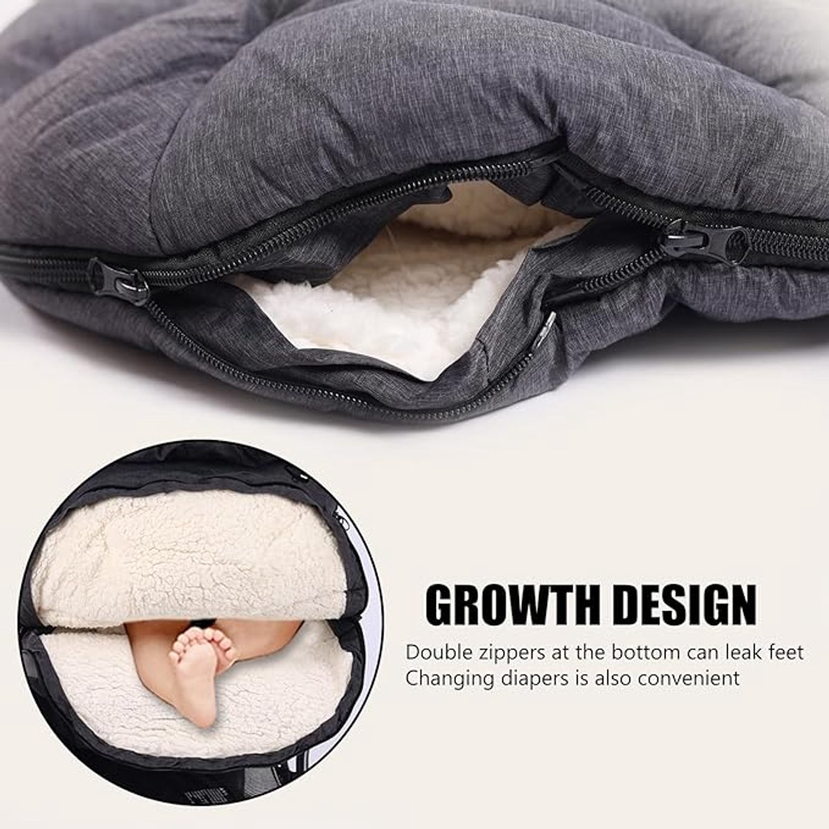 Winter Voetenzak voor Kinderwagen/Buggy – Universeel – Extra Groot – Dubbel Gelaagd – Babywagen Footmuff – foto 5