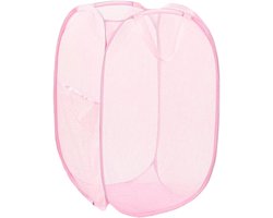 Opvouwbare wasmand - Waszak - Opvouwbare wasmand - Pop-up wasmand met verstevigde handgreep - Geschikt voor zakenreizen - Toerisme en kamperen - Roze - 58*36*36cm