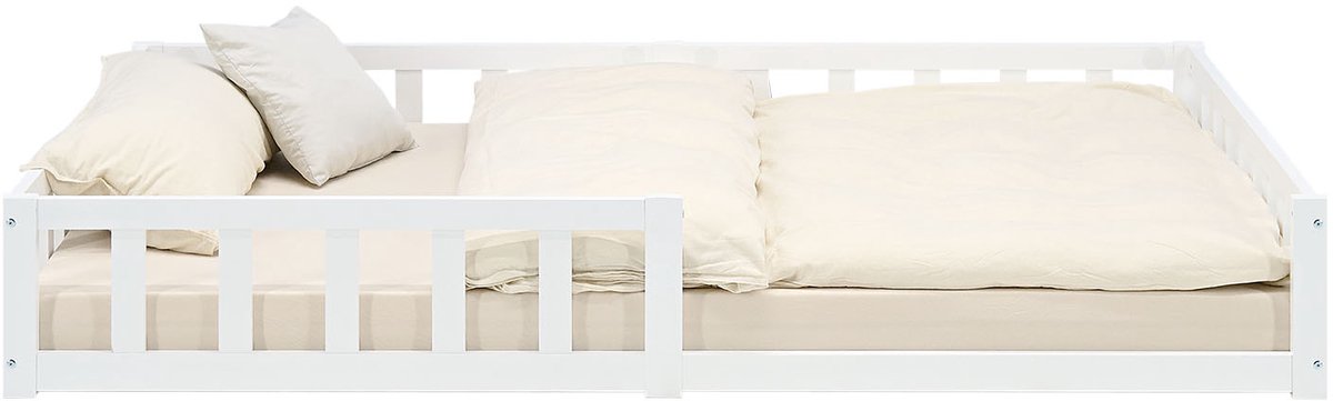 Homestyle4u Kinderbed 120x200 cm - Vloerbed met valbeveiliging - Wit