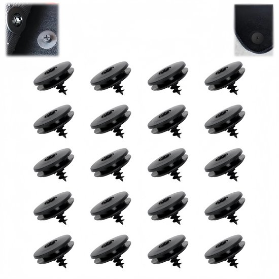 20 stuks -Universele auto vloermat clips - Retentie houders grepen - Tapijt bevestigingsklemmen - Gespen - Antislip sluiting - Retentie - Bestendig - Antislip - Zwart - 35,5 mm diameter