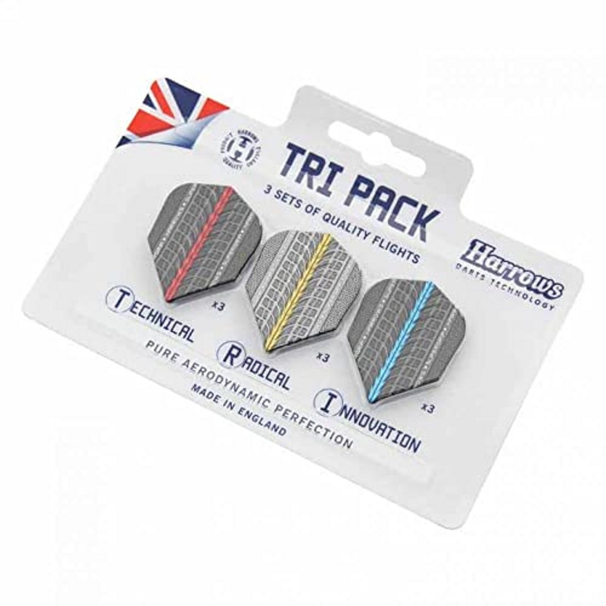 Tri Pack Vleugels voor Darts, 9 Stuks in Rood, Goud en Blauw