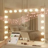 OMNIEXA Hollywood Spiegel XL – 3 lichtkleuren - Dimbaar – Bluetooth speaker – USB-C/USB-A – 10× detailspiegel – Wand & tafel – Wit - 80x60cm