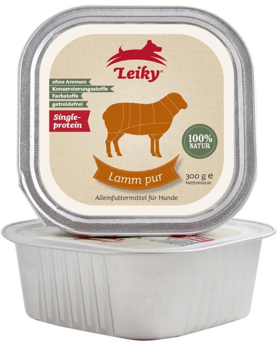 Leiky Leiky Pure Lamb - Natvoer voor Honden - Monoproteïne - Licht Verteerbaar - Hoogwaardig Spier- en Orgaanvlees - 300g
