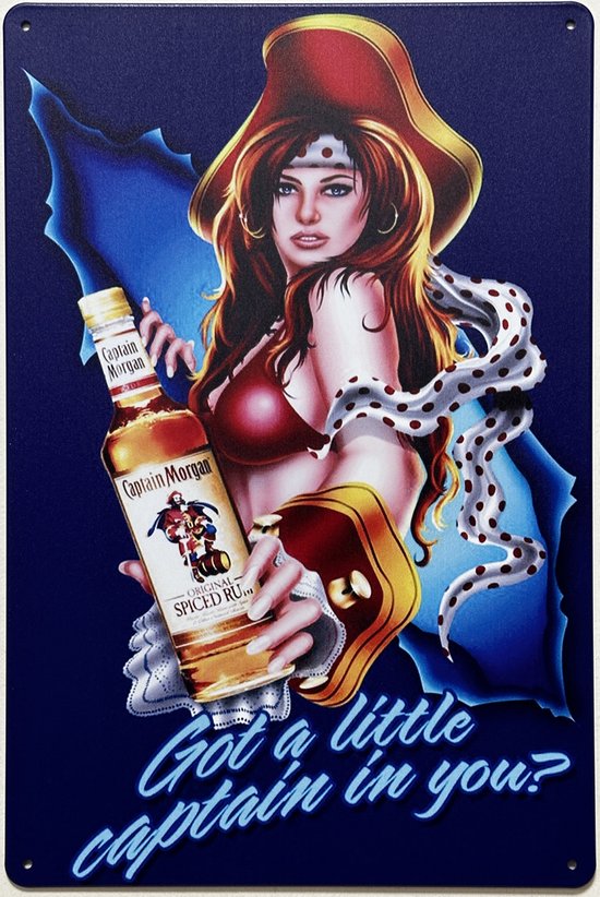 Captain Morgan Reclamebord van metaal METALEN-WANDBORD - MUURPLAAT - VINTAGE - RETRO - HORECA- BORD-WANDDECORATIE -TEKSTBORD - DECORATIEBORD - RECLAMEPLAAT - WANDPLAAT - NOSTALGIE -CAFE- BAR -MANCAVE- KROEG- MAN CAVE