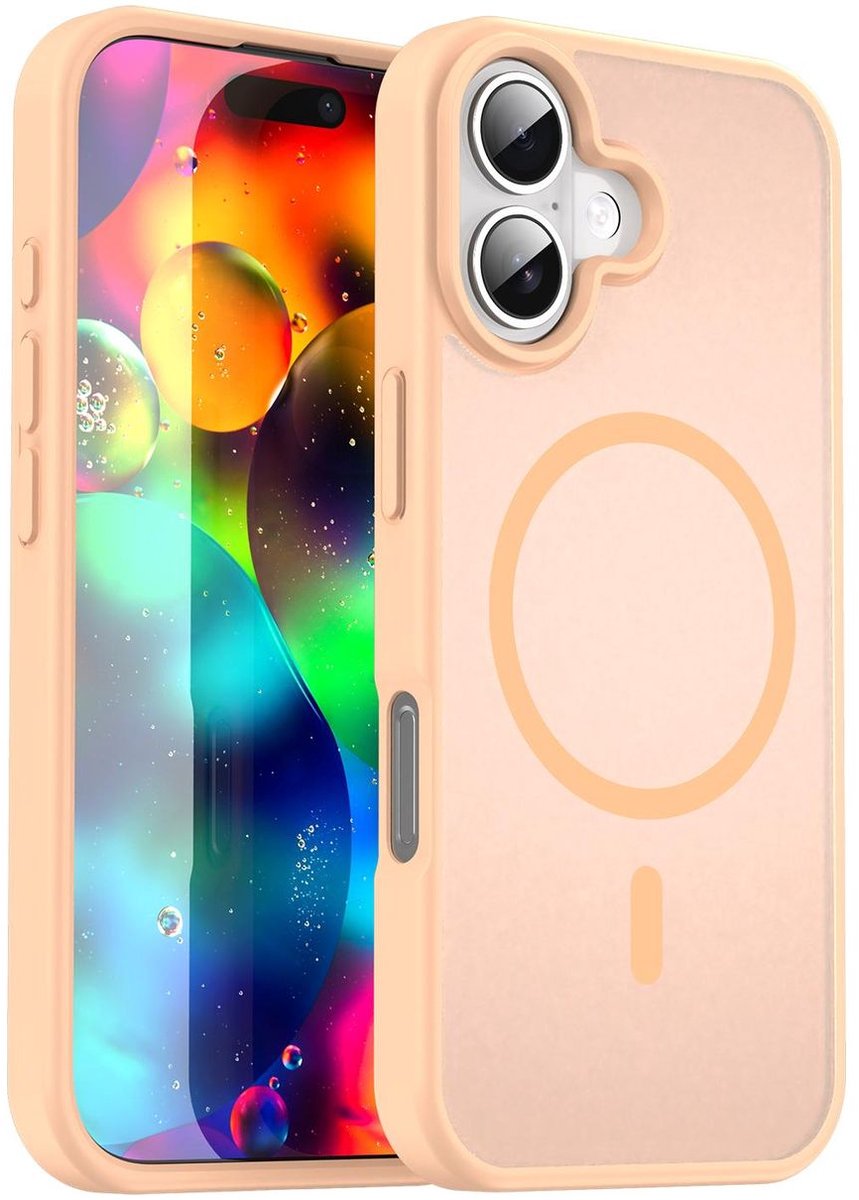 Mobigear Hoesje geschikt voor Apple iPhone 17 MagSafe Telefoonhoesje Hardcase | Mobigear Shockproof Backcover | Geschikt voor MagSafe | Geschikt voor Draadloos Opladen met Magnetische Ring | Geschikt voor MagSafe Case - Rouge Powder | Roze