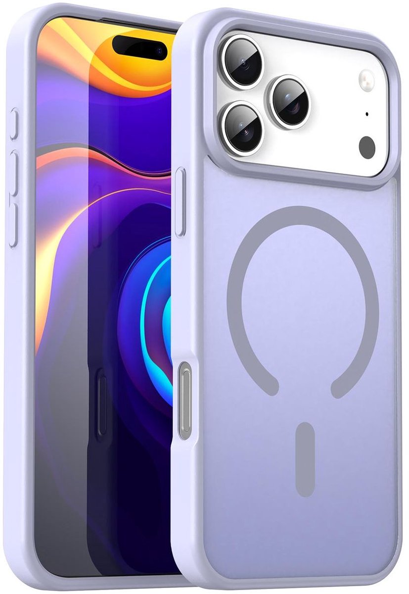 Mobigear Hoesje geschikt voor Apple iPhone 17 Pro Max MagSafe Telefoonhoesje Hardcase | Mobigear Shockproof Backcover | Geschikt voor MagSafe | Geschikt voor Draadloos Opladen met Magnetische Ring | Geschikt voor MagSafe Case - Lavendel