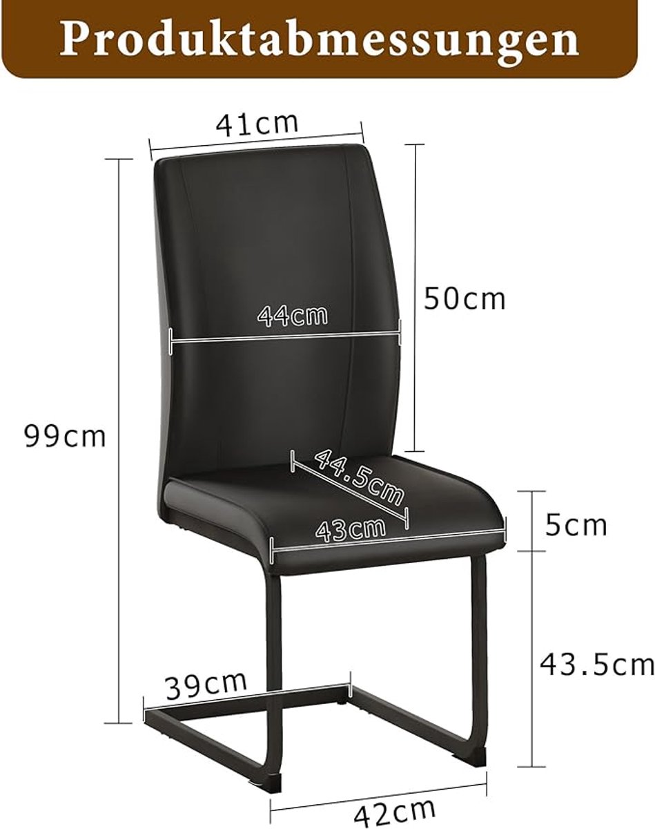 Eetkamerstoelen 2 Stuks – Moderne PU Leren Stoelen met Rugleuning, Metalen Frame en Voetsteun – Comfortabel en Duurzaam – HomeByNicole Zwarte Keuken- en Barkrukken 99 cm Hoog