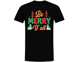 Be Merry Y’all Heren T-shirt - kerst - kerstboom - sneeuwpop - kerstpull - shirt