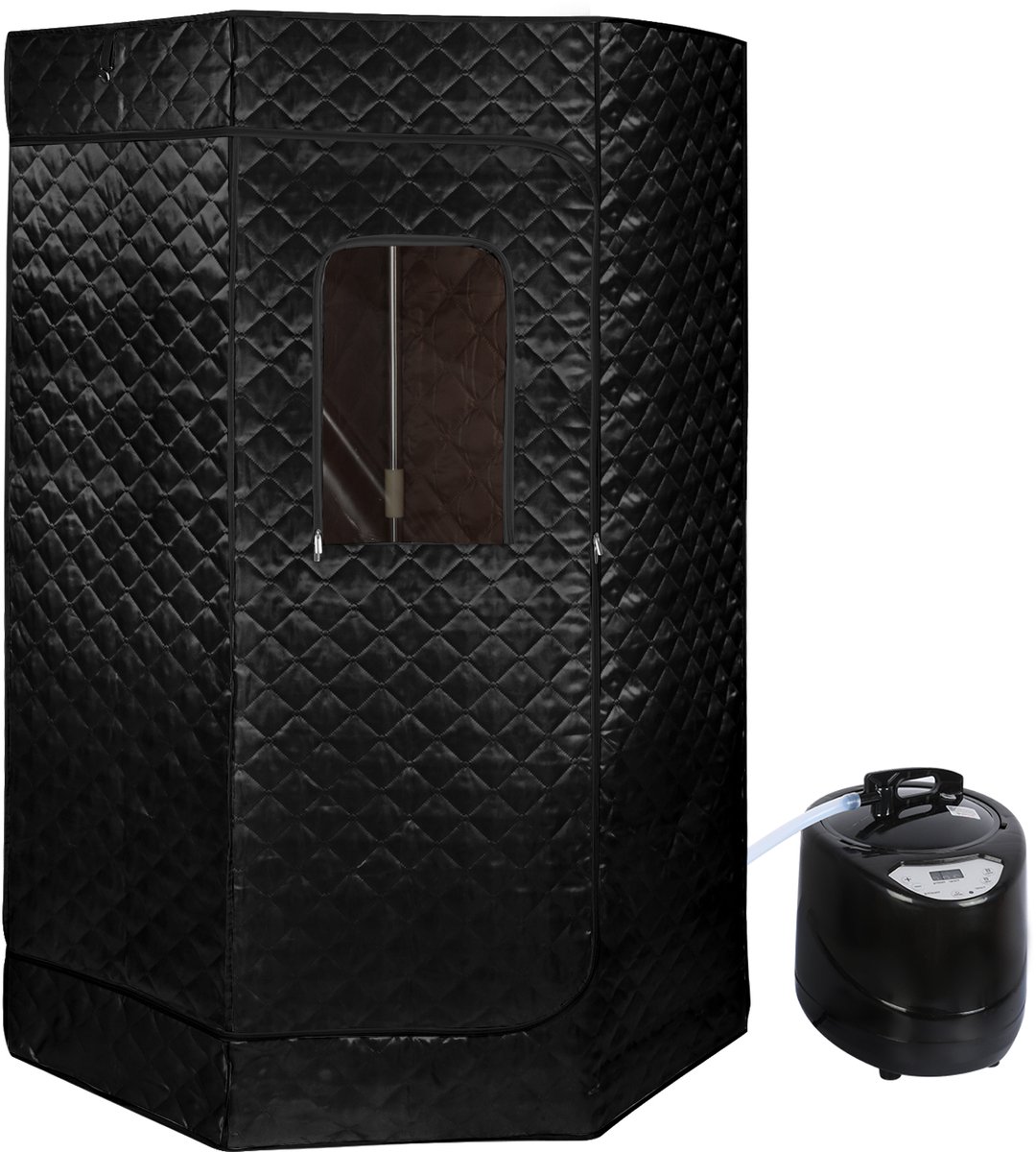 PIPIPOXER-Draagbare stoomsauna voor 1-2 personen met 3-liter stoomgenerator, afstandsbediening, 1500W, 220V, zwart