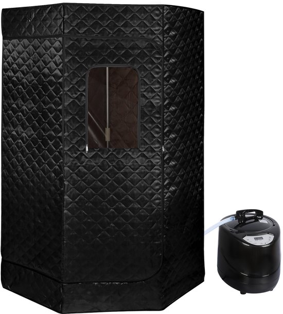 PIPIPOXER-Draagbare stoomsauna voor 1-2 personen met 3-liter stoomgenerator, afstandsbediening, 1500W, 220V, zwart