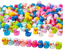 TuseRxln Aquarium Decoratie Set - Aquarium Ornament - Handgesneden Mini Eendjes In 10 Kleuren - 200 Stuks - Binnen En Buiten Gebruik Blauw