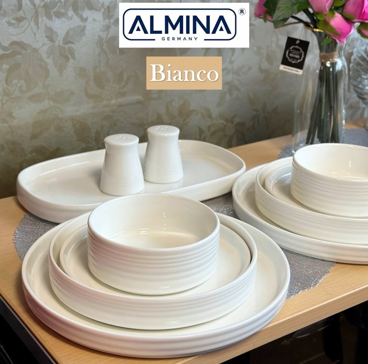Almina Bianco - Porseleinen Serviesset - 27-delig - Wit - 6-Persoons - Dinerset
