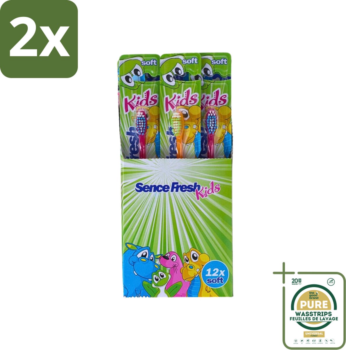 Sence - Fresh Kids Soft - Tandenborstels - Zacht - 12 Tandenborstels - Voordeelverpakking - 2 stuks - Zachte tandenborstel - Tandenborstel voordeelverpakking