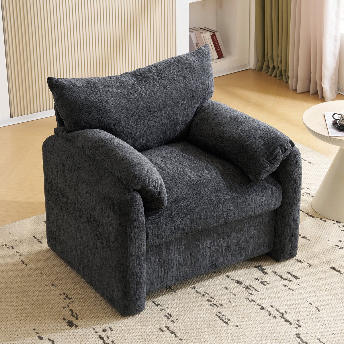 STILVORA Sofa - 96x82x84 cm - Polstersessel Met Modern Design - Comfortabel Voor Woonkamer En Slaapkamer - Hout - Grijs