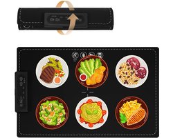 Warmhoudplaat - Warmhoudplaat elektrisch - Voedselverwarmer -Flexibele elektrische komverwarmer - Drie temperatuurstanden - Drie tijdstanden - Volledig geïsoleerd - Geschikt voor thuis - Feesten - Houdt eten warm - Ontdooien - 60 x 38 cm - Wit