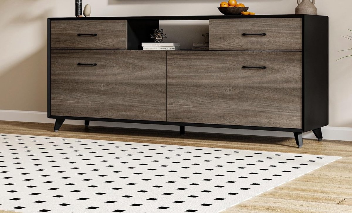 Luxe Moderne TV-kast 160 cm - Zwart - 160 cm 2 Deuren & - Medahomestore