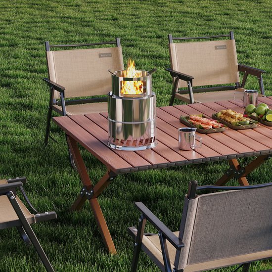 3-in-1 draagbare rookvrije houtkachel Outdoor roestvrijstalen vuurschaal vuurkorf vuurton vuurmand met tas winddicht, kampeerkooktoestel terrasverwarming voor kamperen BBQ Klein ⌀20 cm, hoogte 30,5 cm van Merkloos — afbeelding 4