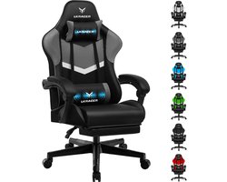 LUCKRACER - Gaming Bureaustoel - Met Lendensteun en Voetensteun - Grijs