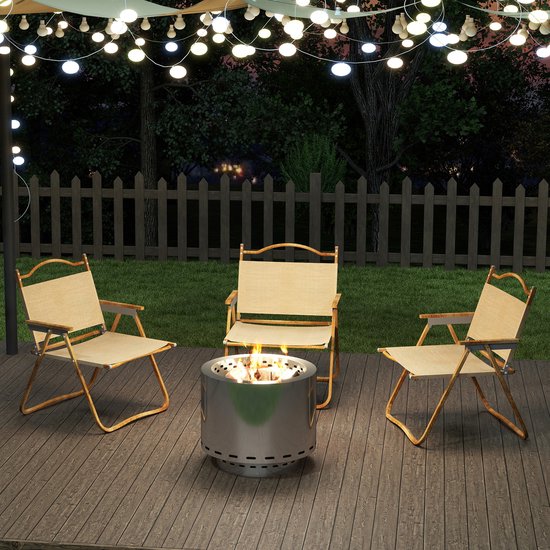 Draagbare rookvrije houtkachel Outdoor roestvrijstalen vuurschaal vuurplaats vuurton vuurkorf met tas winddicht, kampeerfornuis terrasverwarming voor kamperen BBQ ⌀49 cm, hoogte 40 cm van Merkloos — afbeelding 2