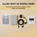 Veloura e-reader, beschermhoes, oplader en USB-C kabel. Alles wat je nodig hebt voor je e-books.