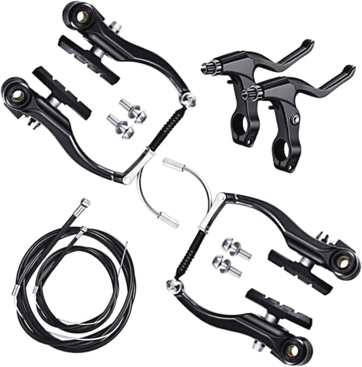 Aluminium Fietsremhevels en Remkabels Set voor Mountainbikes