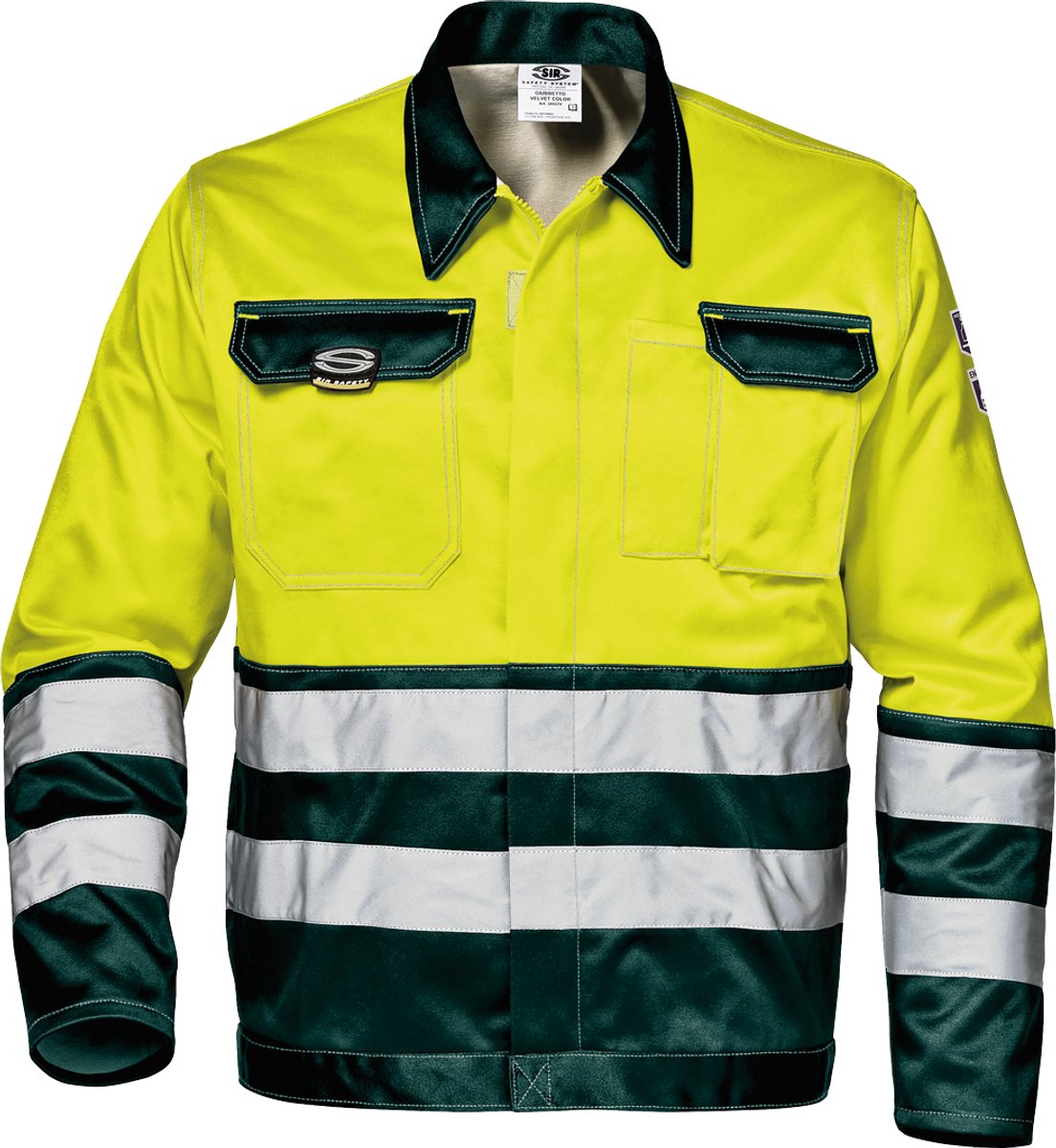 SIR SAFETY VELVET COLOR Hi Vis Reflecterend Stof Werkjas HEREN Veiligheidsjas Geel Groen - EN ISO 20471 Klasse 2