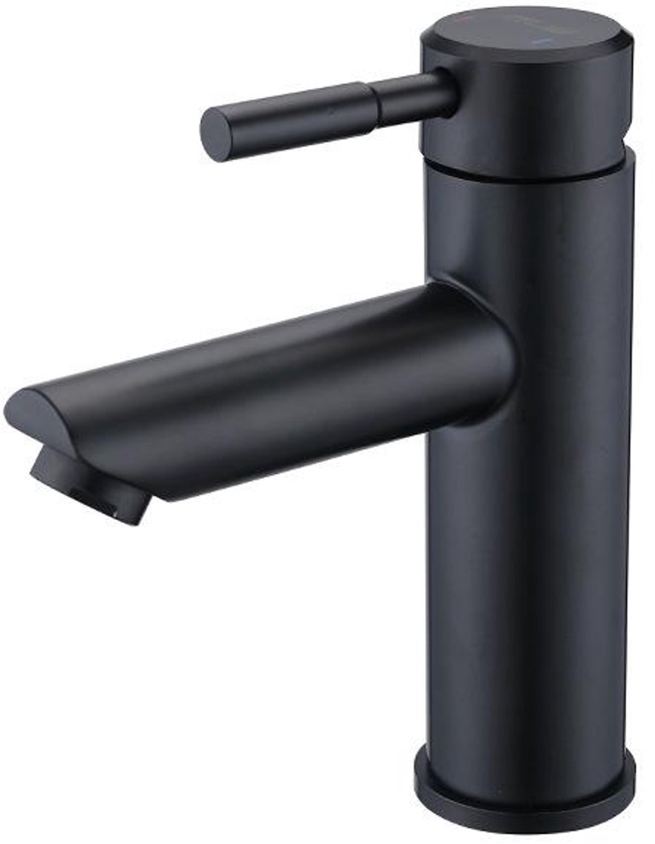 Hudor Wastafelkraan Zwart Messing - Céphise Collectie 006 met Planchet - Moderne Wastafelmengkraan - Gerecycled Materiaal - 30% Waterbesparing