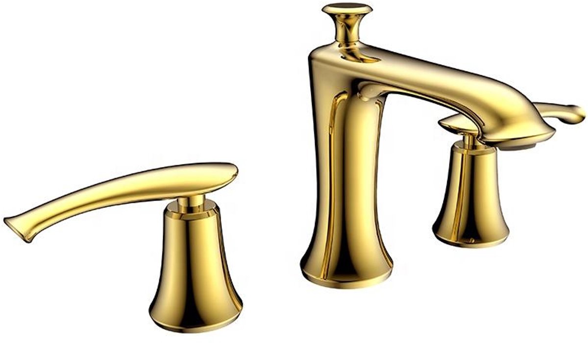 Hudor Elektronische Fonteinkraan met Planchet - 3 Gaten - Doré Goud - Koudwaterkraan - WC Kraan - Toiletkraan - 401 Collectie Scamandre