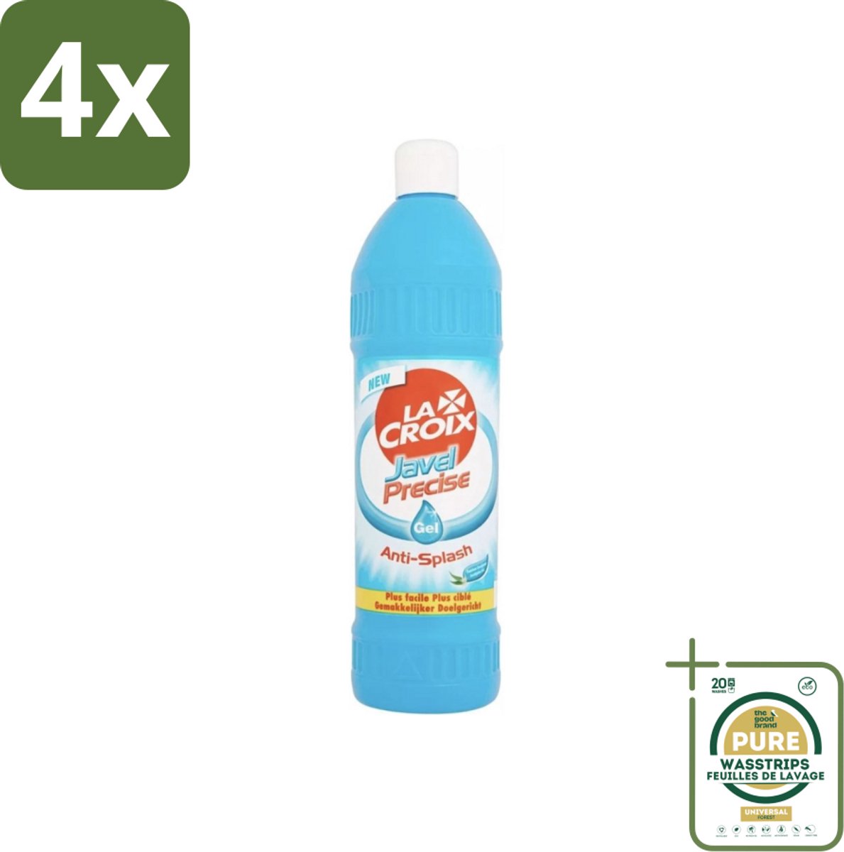 Javel Precise - Anti-Spat - Gel - Eucalyptus - Fris - Bleek - 750 ml - Voordeelverpakking - 4 stuks - Gel - Eucalyptus