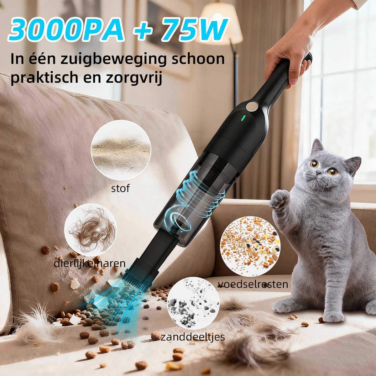 Grenintol H6X - Handstofzuiger Oplaadbaar - Kruimelzuiger - afbeelding 2