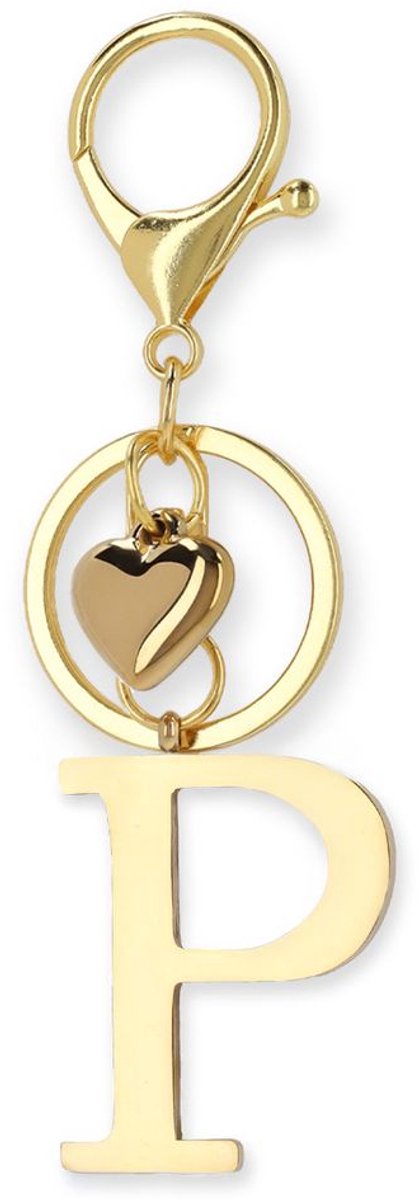 Manfield - Dames - Goudkleurige bag charm letter P - Maat 1