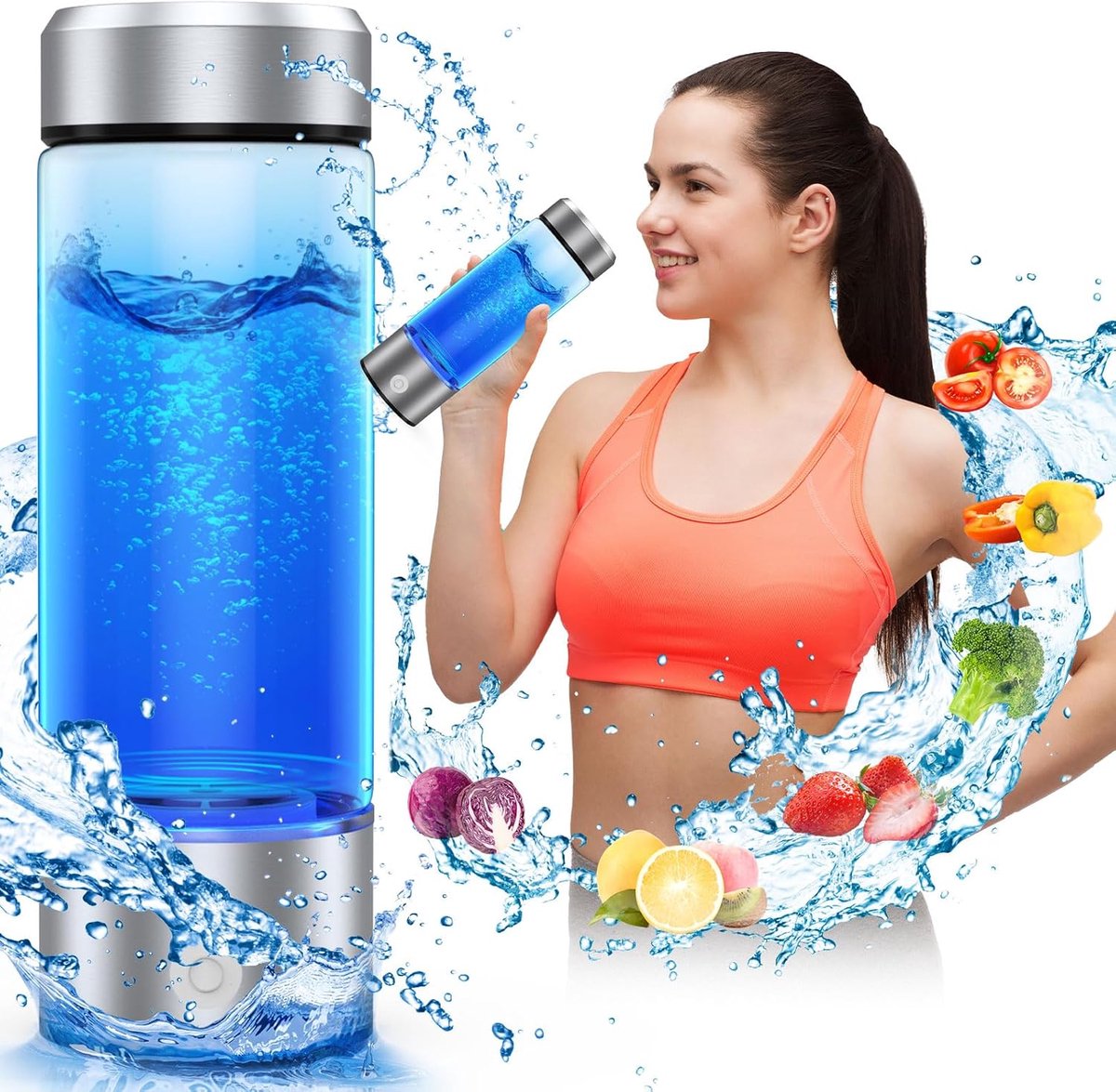 Bol.com 420 ml waterstofrijke watermachine - draagbare waterstof-waterflesgenerator - waterstofwater in 3 minuten - waterzuivera... aanbieding