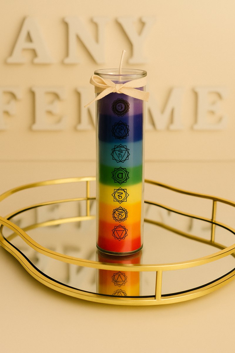 Regenboog Chakra Kaars XL!  | Viva Femme | Kaarsen | Decoratie | Cadeau | Wonen