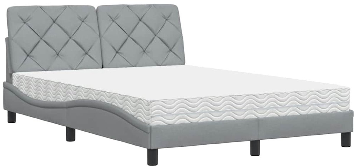 Tweepersoonsbed | Dubbelbed | Volwassenenbed | Bed met matras stof lichtgrijs 140x190 cm