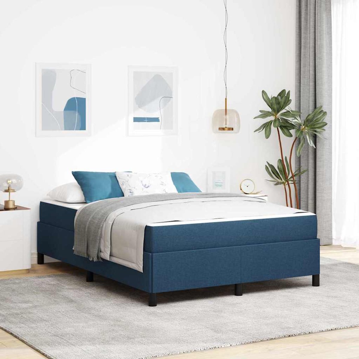 Tweepersoonsbed | Dubbelbed | Volwassenenbed | Boxspring bed Blauw en Zwart 140 x 190 cm