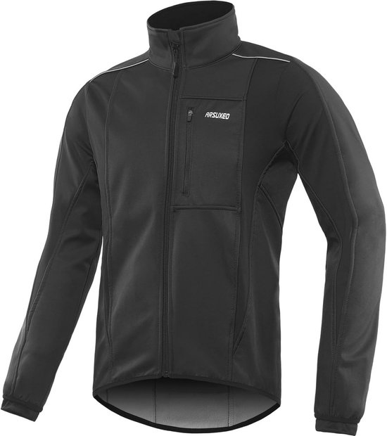BERGRISAR Winter Fietsen Jas Voor Mannen Softshell Winddicht Thermische Fleece Fiets Kleding Running Jacket Windbreaker, Rood, L