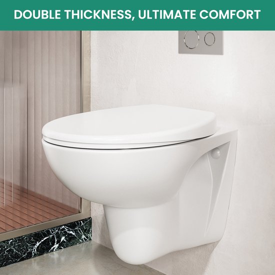 DERW MAX Abattant WC en forme de O - Abattant WC avec couvercle - Antibacterieel - Fermeture en douceur - Fonction Easy Clean - Duroplast Wit