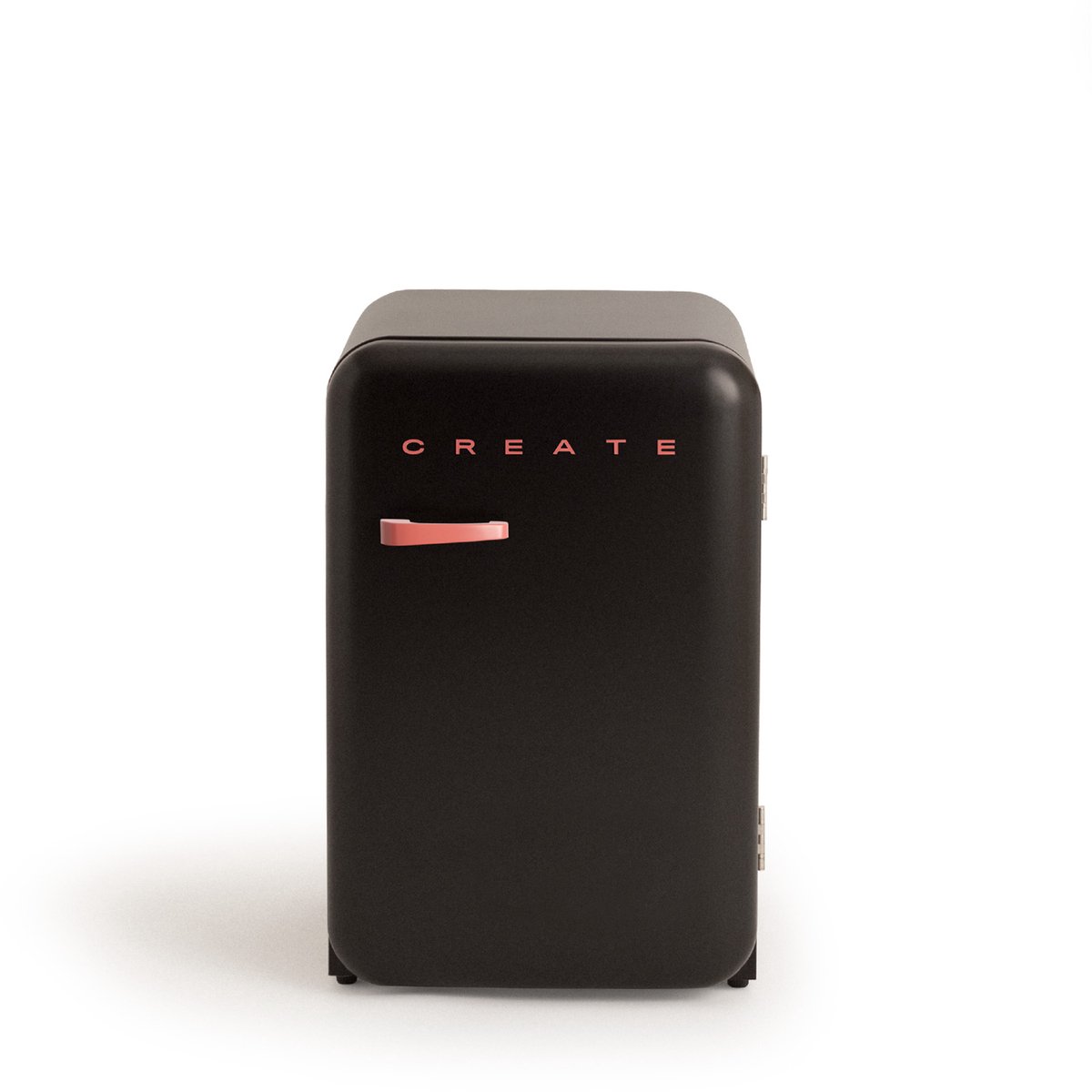 CREATE - Koelkast in retrostijl - Zwart - Handvat Terracotta - FRIDGE RETRO 107L