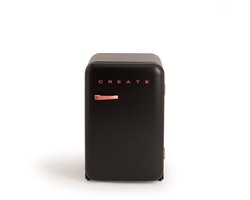 CREATE - Koelkast in retrostijl - Zwart - Handvat Terracotta - FRIDGE RETRO 107L