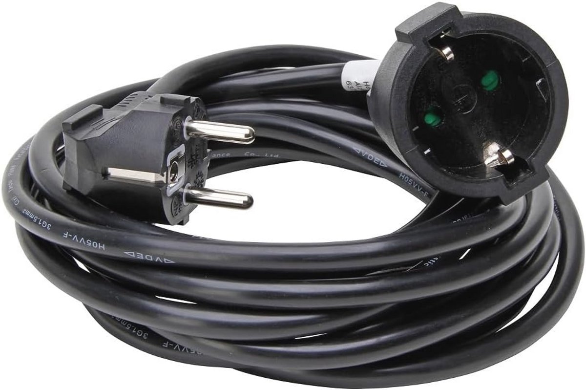Veiligheidscontactverlenging 5 m, zwart