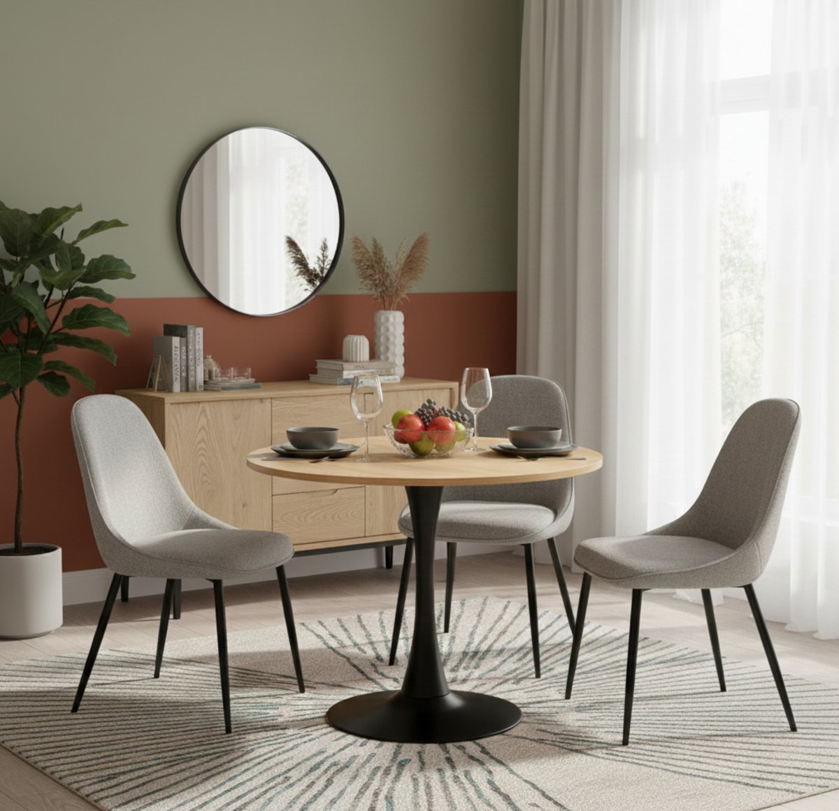 Ronde Eettafel 80x80x75 cm – - 80x80x75 cm - Zwart - cm – Moderne Houten Keukentafel - Medahomestore