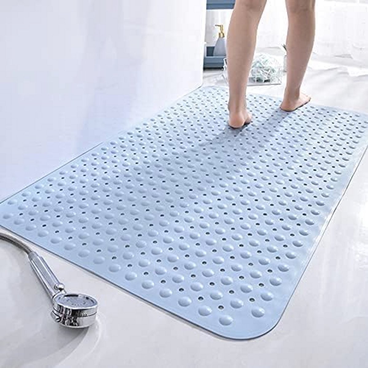 Antislip douchemat voor veilig douchen | Douchemat met schimmelwerende eigenschappen | Ideaal voor ouderen, zwangere vrouwen en kinderen | Groot formaat (blauw, 60x90cm)