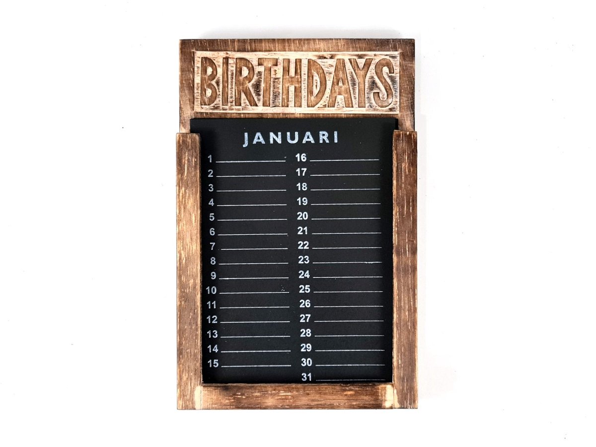 Verjaardagskalender 28x18cm naturel