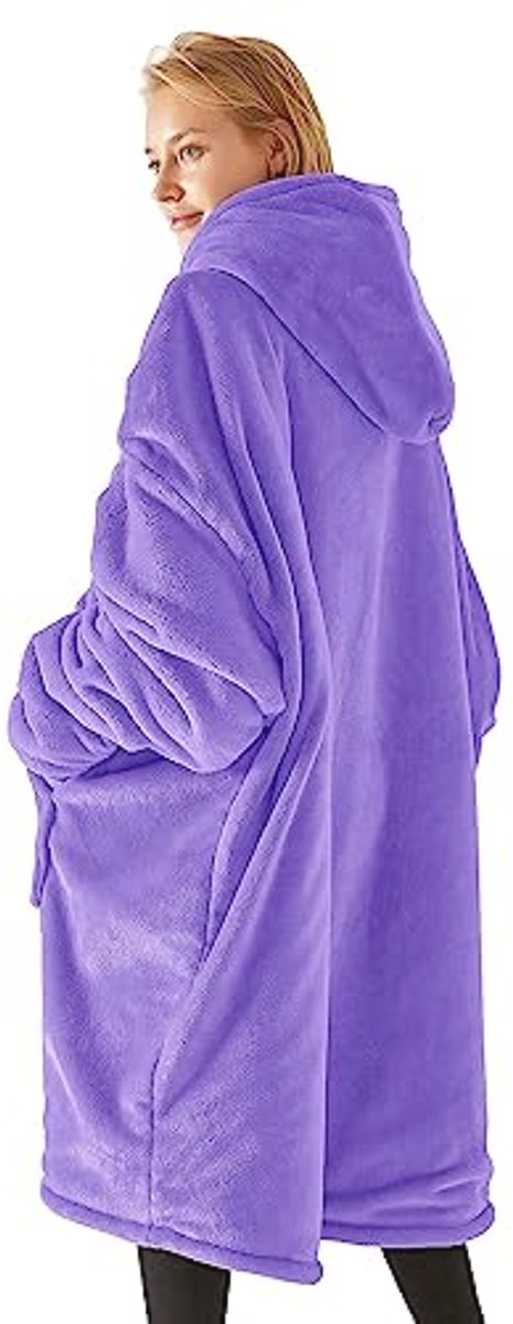 Zachte Flanellen Knuffeltrui voor Dames en Heren - Oversized Deken Hoodie met Rits en Grote Zak