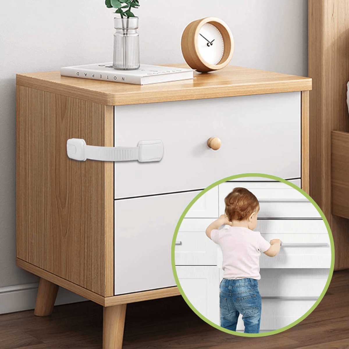 Kinderslot Kastjes - 10 Stuks - Zelfklevende Kindersloten - Kastbeveiliging voor Kinderen - Zonder Boren - Kinderslot Kastjes - Kinderbeveiliging voor Kasten en Lades - Kastslot - Baby Veiligheid - Wit – foto 5