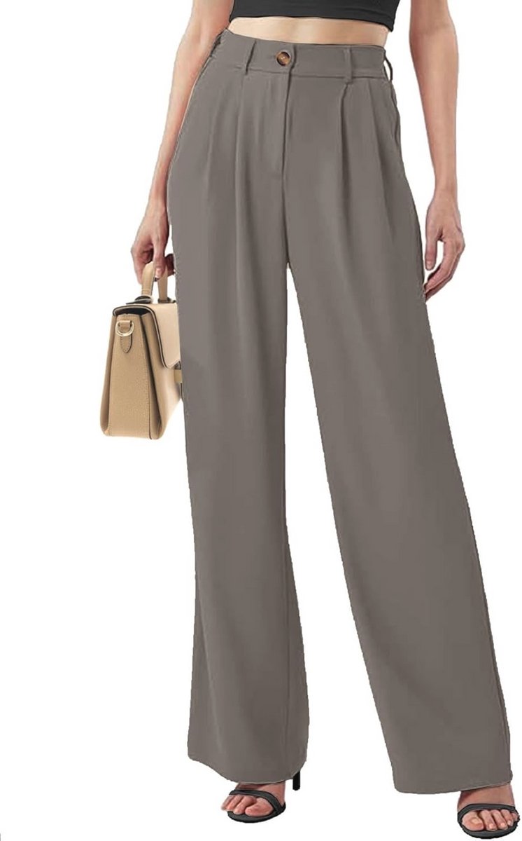 Elegante damesbroek met hoge taille en brede pijpen voor casual en zakelijke gelegenheden