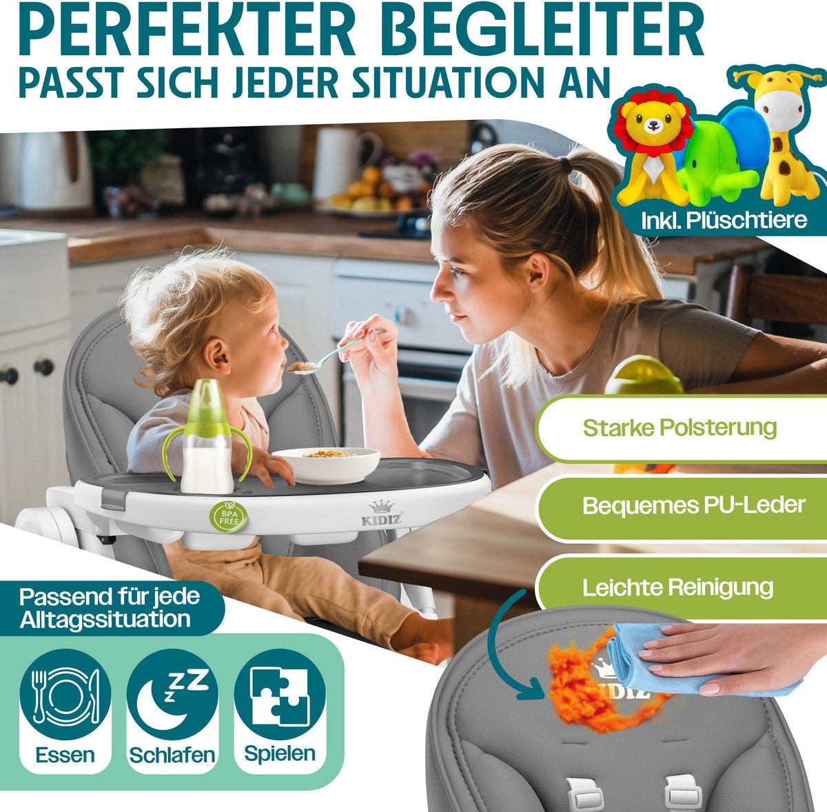 KIDIZ 3in1 kinderstoel: babystoel tot kinderstoel tot 6 jaar thumbnail 3