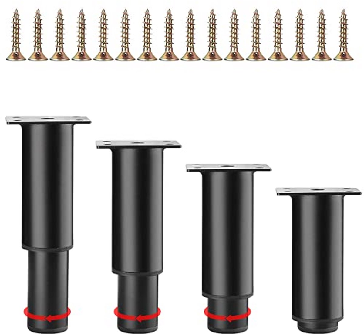 Verstelbare metalen meubelpoten set van 4 - 8 cm, voor diverse meubels